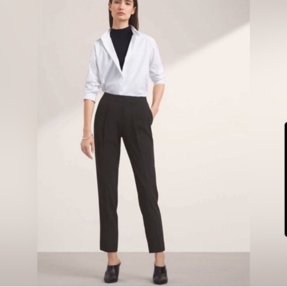 Babaton Cohen Black Pull on Crepe Ankle Crop Pants Size 14 Minimalist Casual - Picture 1 of 16